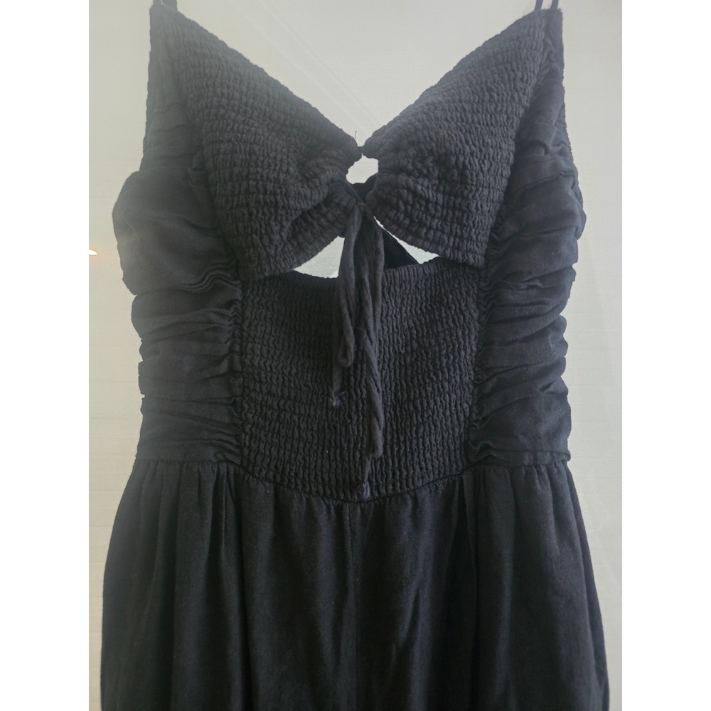 Free People Endless Summer Day Glow Jumpsuit Black Smocked Wide Leg Womens Small - Picture 4 of 11